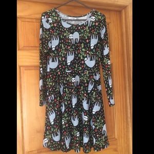 LA Soul Long Sleeve Sloth Print Dress